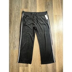 The Trend Velour Track Pants Womens 3X Black Side Stripe Wide Leg Y2K Joggers